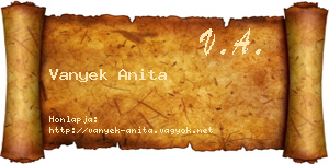Vanyek Anita névjegykártya